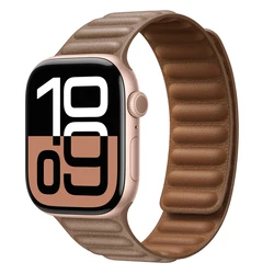Premium Leather Magnetic Loop Watch Band Strap - Elegant Bracelet Design - S10 42 - 38 40 41mm (Leather - light brown)