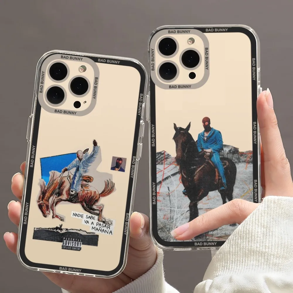 Bad Bunny Nadie Sabe Lo Que Va A Pasar Manana Custodia Per Telefono Per Iphone 11 12 Mini 13 14 15 Pro Max Guscio Trasparente