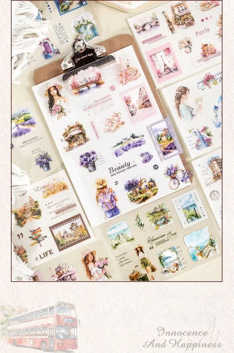 10pcs Package dual material cut mold stickers travel Supplies Planner Diary Material DIY Decorative Scrapbook 157*133mm