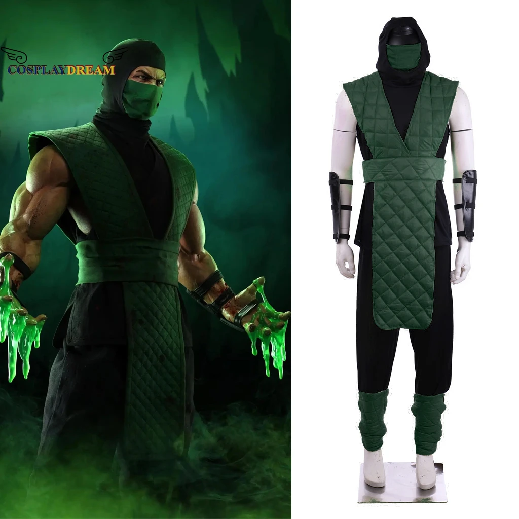 Fantasia de Cosplay Mortal Kombat para adultos, terno verde com máscara,  jogo escuro, roupa ninja, lutador verde - AliExpress