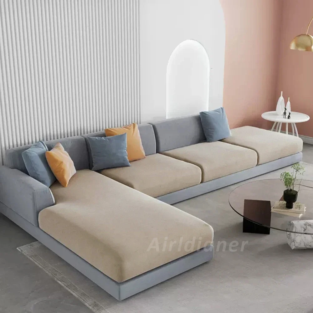 Super Soft Velvet Sofa Seat Cushion Cover For Living Room Thick Plush Sofa Covers Stretch L Shape Corner Armchair Sofa Slipcover 2