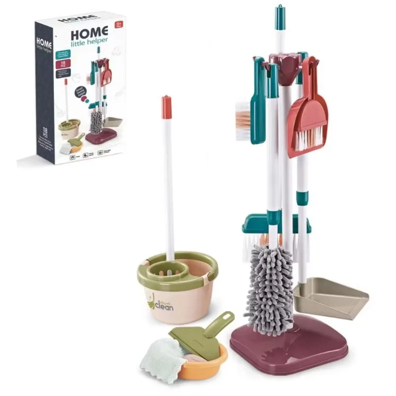Simulate Plastic Cleaning Tool Educational Children Pretend Toys Home Little Helper Kit Toys Play Do Housework