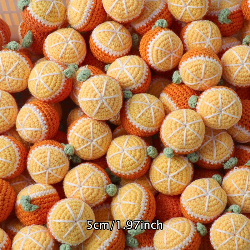 Crochet Fruit Ornament 1PC Handmade Crochet Fruit Ornament Accessories Hand Knitted Wool Flower Artificial Fruit and Vegetable DIY Keychains Charms