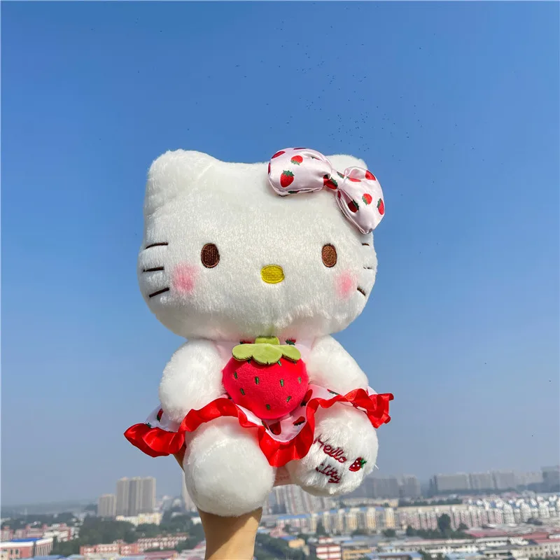 Plush Toys 23cm Sanrio Hello Kitty Doll Fruit Strawberry Cat Doll Girls Plush Toy Bedroom Decoration Pillow Cute Cartoon Birthday Gifts