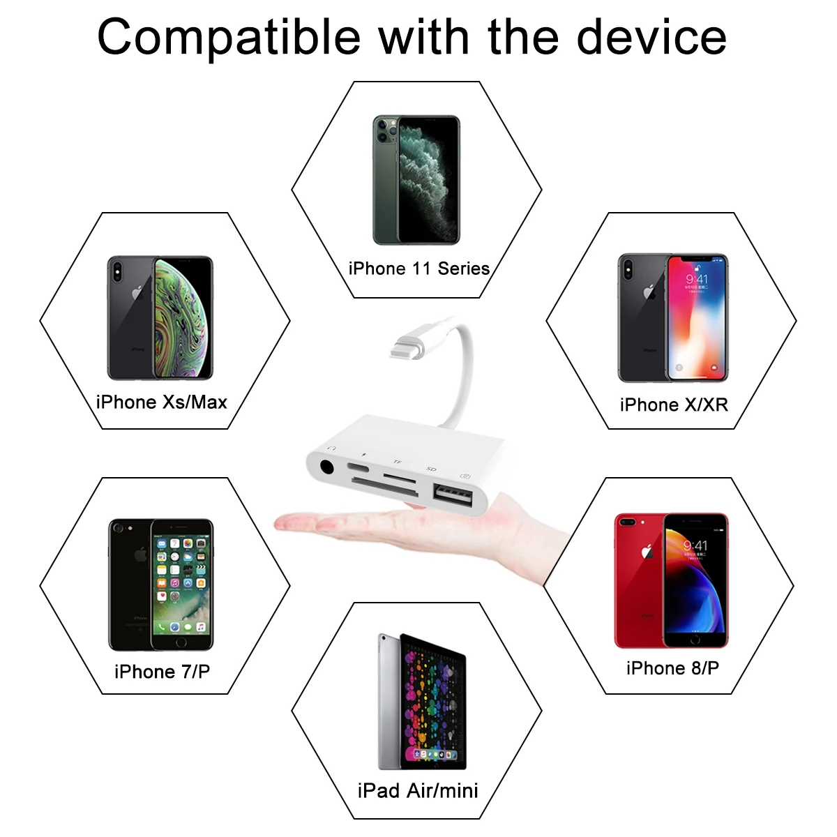 Lightning to USB3 OTG Camera Adapter/Cable Cord with Charging Lightning iPad to SD/TF Card Reader Support 3.5mm Aux Audio otg adapter 3.5mm audio cable lightning to usb otg adapter
