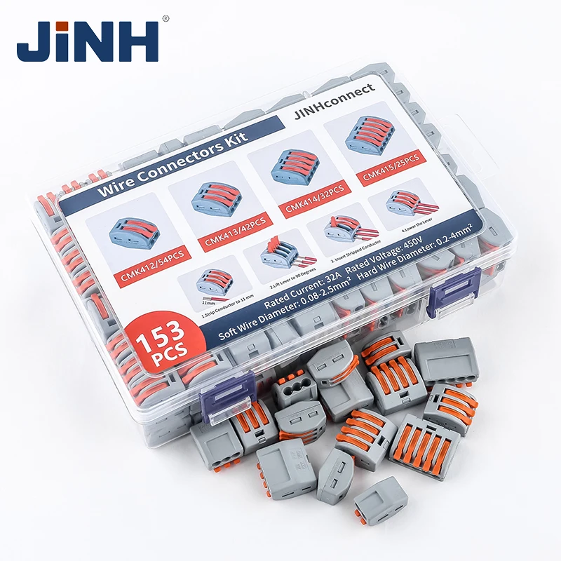 CMK41 Lever Connector Nuts Assortment Pack 153Pcs Quick Splicing Electrical Terminal Blocks wire connectors