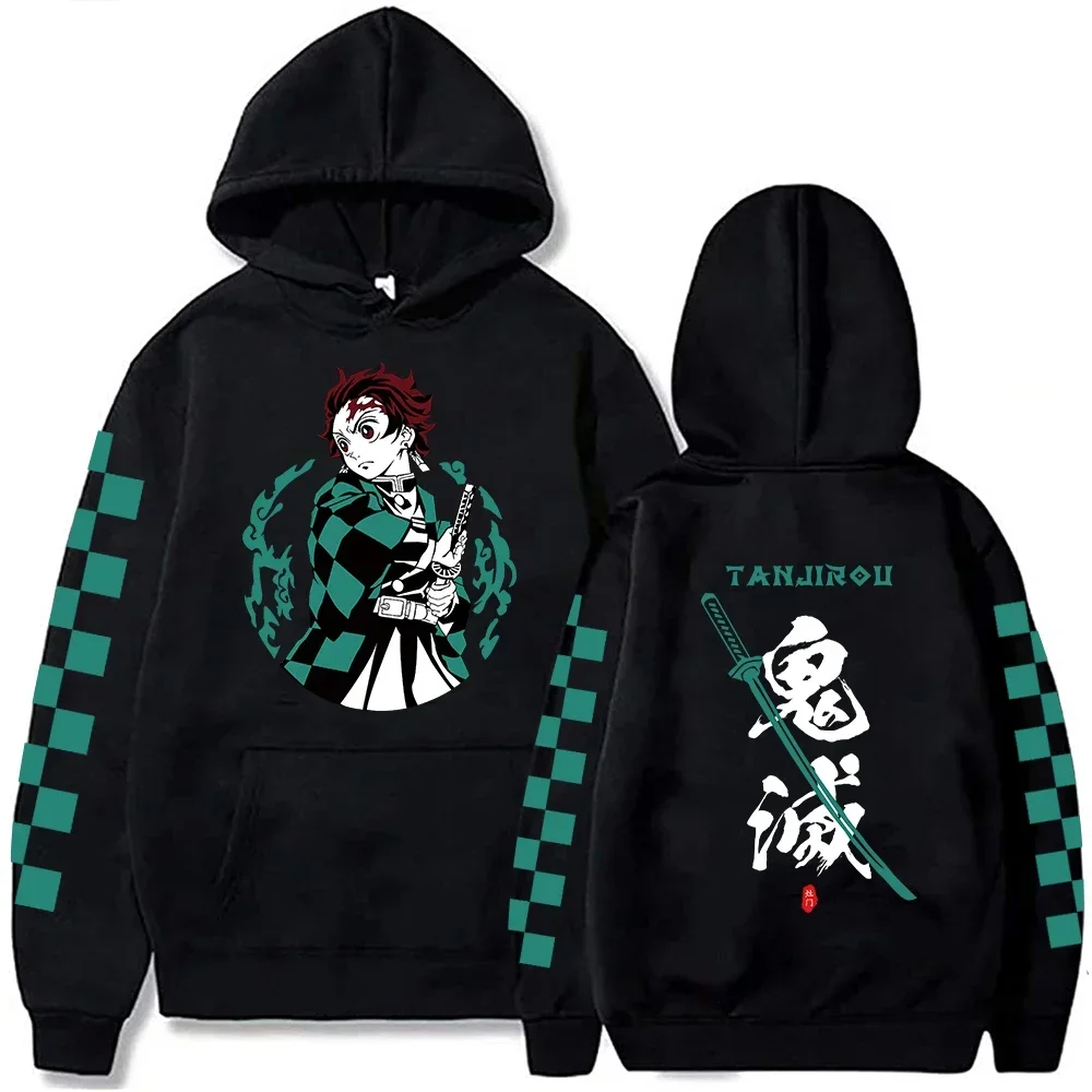 Harajuku Demon Slayer Plus Hoodie Kamado Nezuko Graphic Print Women Sweatshirts Long Sleeve Fashion Female Streetwear 4