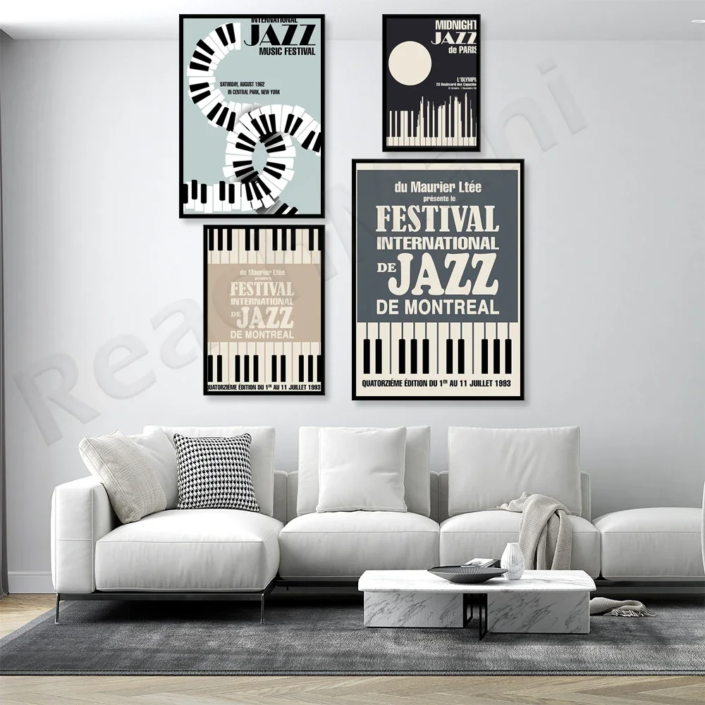 jazz festival poster, midnight jazz music, vintage concert print, piano wall art, abstract poster, minimalist poster