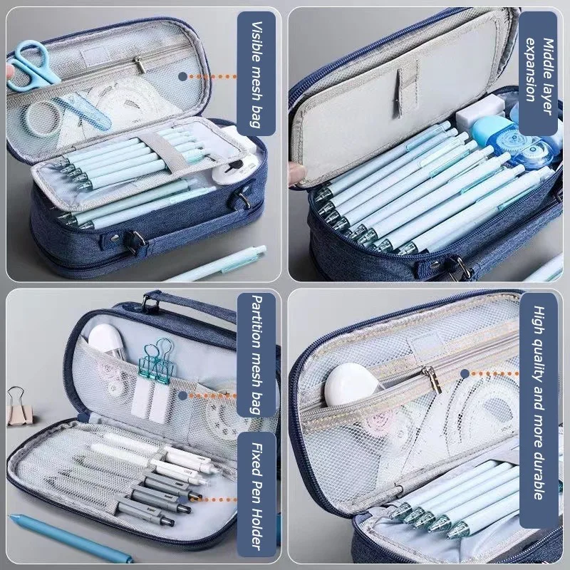 남아 여아용 방수 펜 파우치, 5 층 대용량 상자, 학생 학교 사무용품 문구