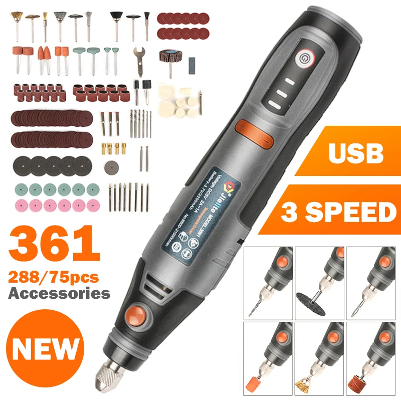 21000rpm USB Cordless Rotary Tool Dremel Mini Drill Engraving Pen Electric USB Mini Wireless Drill with Accessories DIY Set 1