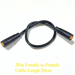 Waterproof Electric Bicycle Butt Joint Plug Connector - M8, 2 to 6 Pin, 20CM (3Pin Female - Female)