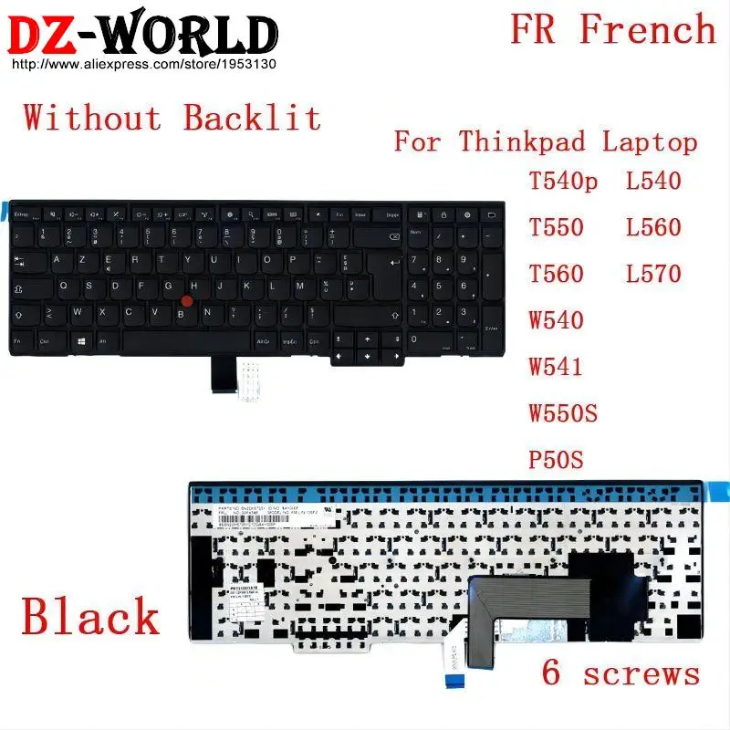 Teclado Retroiluminado Francês Azerty fr Apto para Lenovo Thinkpad P50s T560 W540 T540p W541 T550 W550s L540 L570 E531 E540 Laptop - Imagem 5