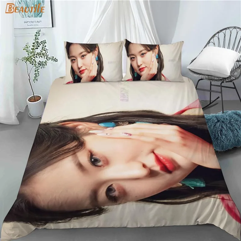 Custom IVE Jang Wonyoung 3 Pcs Duvet Cover Set Fashion Bedding Sets Comforter Duvet Cover Pillowcase Home Textiles 0505 5