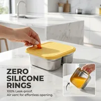 Boîte de conservation alimentaire pour réfrigérateur avec couvercle, empilable, hermétique, compatible micro-ondes, en acier inoxydable 304, boîte à lunch 6