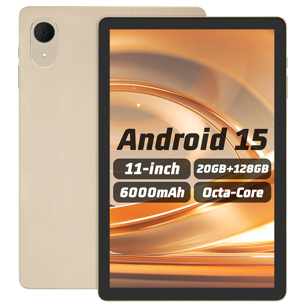 신제품 11인치 태블릿 PC 안드로이드 15 옥타코어 20GB 램+128GB 6000mAh 2.4G/5G 와이파이 18W 고속 충전 태블릿 (성인 및 어린이용)