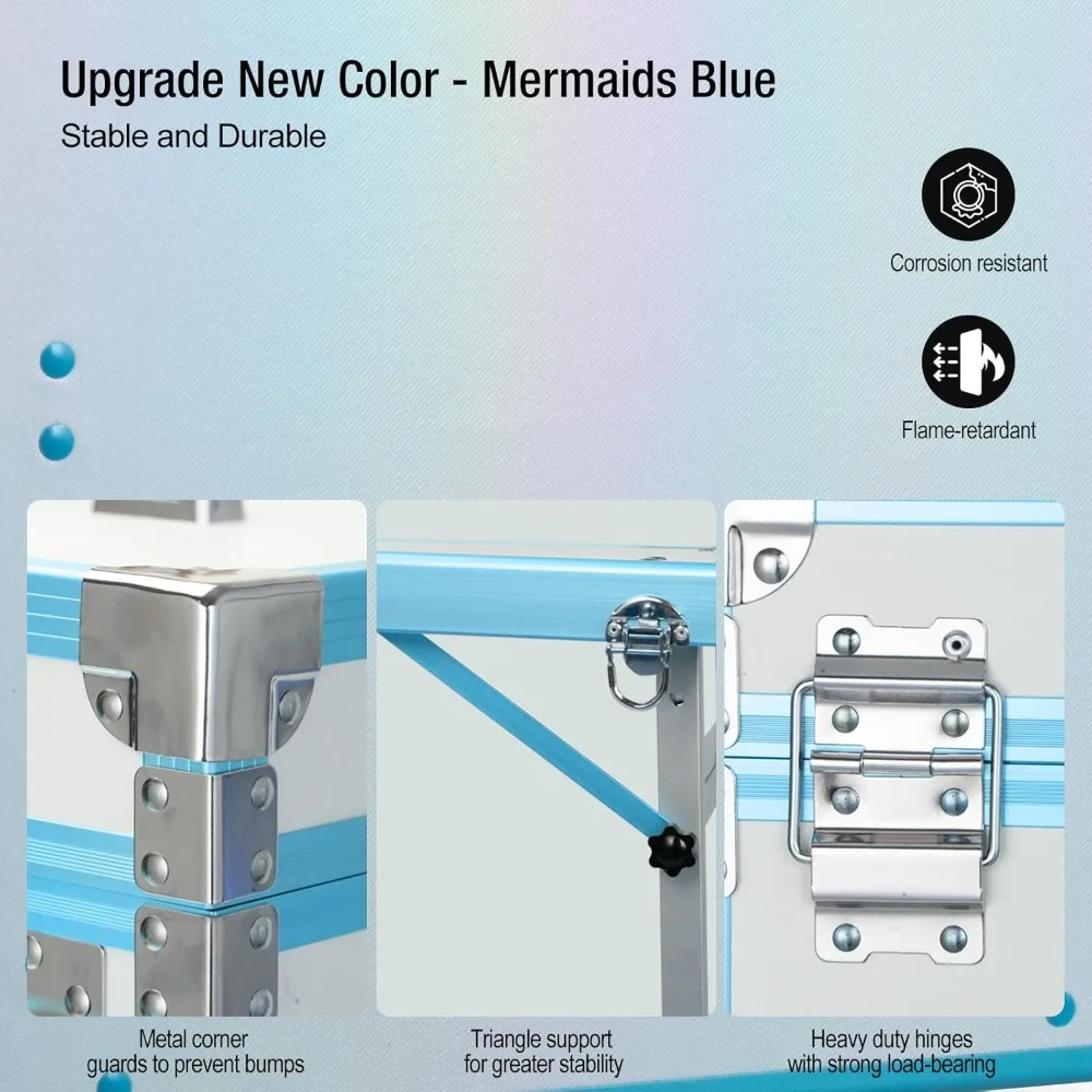 portable nail art desk with rolling manicure station, led light, and speaker - foldable for professional nail technicians