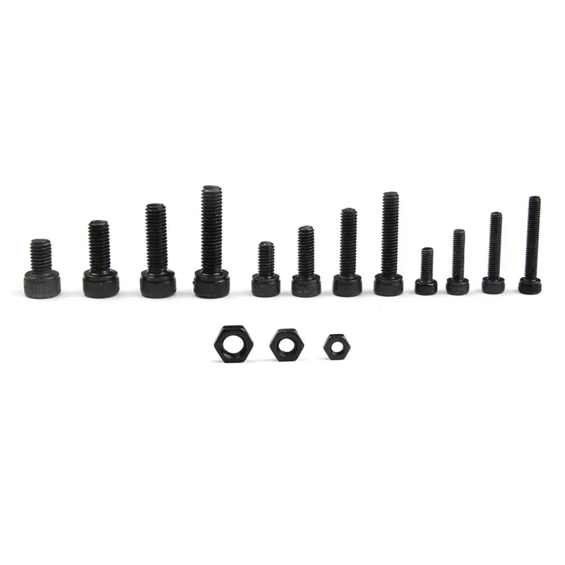 preto coluna cilindro hex parafuso hexagonal m3 m4 m5 500pcs conjunto 04