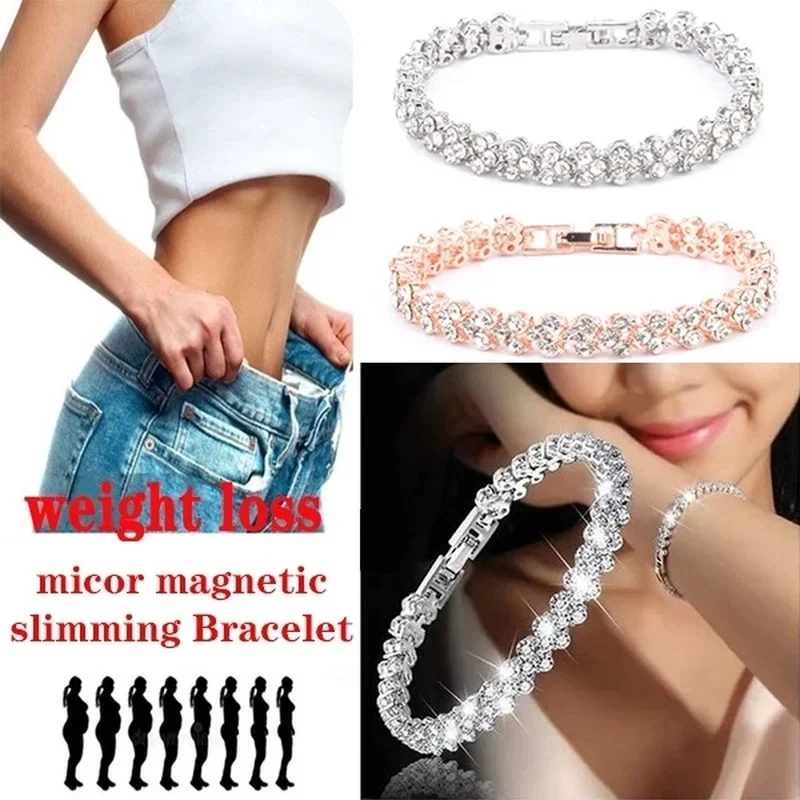 Fashion Women's Crystal Bracelet Gold and Silver Rose Gold Color  Bracelet Weight Loss Magnetic Therapy Bracelet Health Jewelry