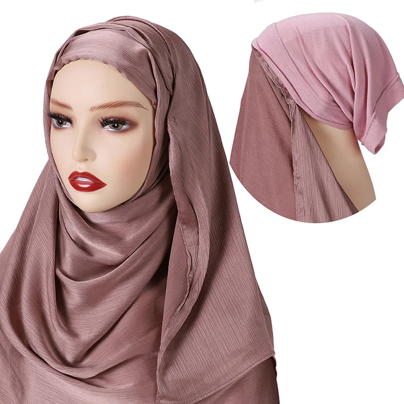 Hijab De Satén Para Mujer Musulmana A La Moda, Ropa Étnica Con Gorros  Interiores, Turbante Instantáneo Para Mujer Islámica, Gorros, Diademas  Arrugadas Brillantes, Bufanda, Chales De 11,2 €