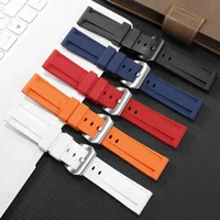 For Panerai Pure Color Natural Silicone Accessories Pam441 Diesel Suunto Solid Stainless Steel Black Buckle 24mm Watch Strap