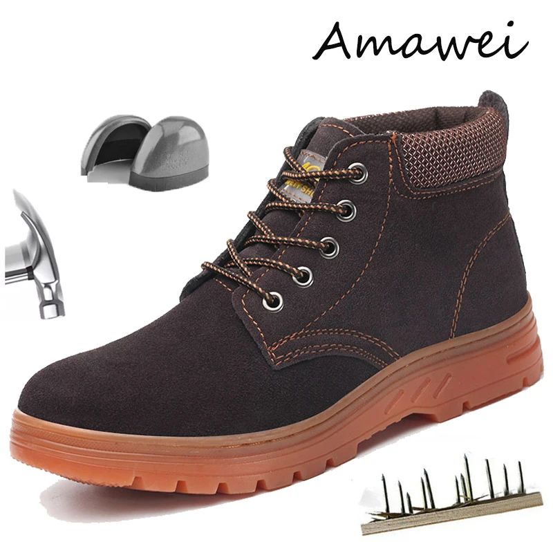 

Amawei Mens Sneakers Indestructible Safety Shoes Breathable Anti Shock Steel Toe Work Boots Botas De Trabajo Para Hombre Combat