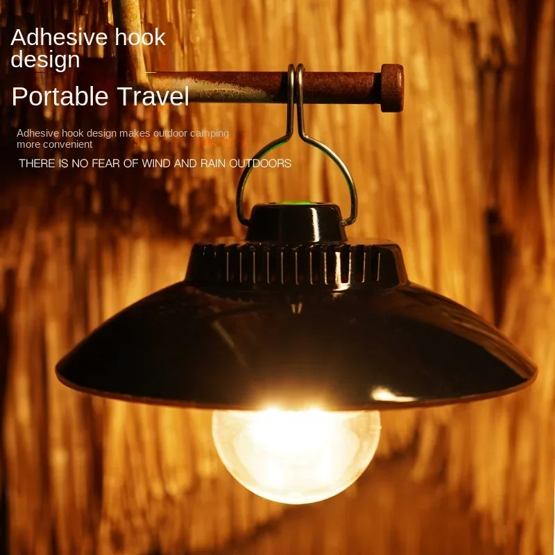 Vintage-Style Rechargeable Camping Lantern - Portable, Dimmable Outdoor Hanging Light