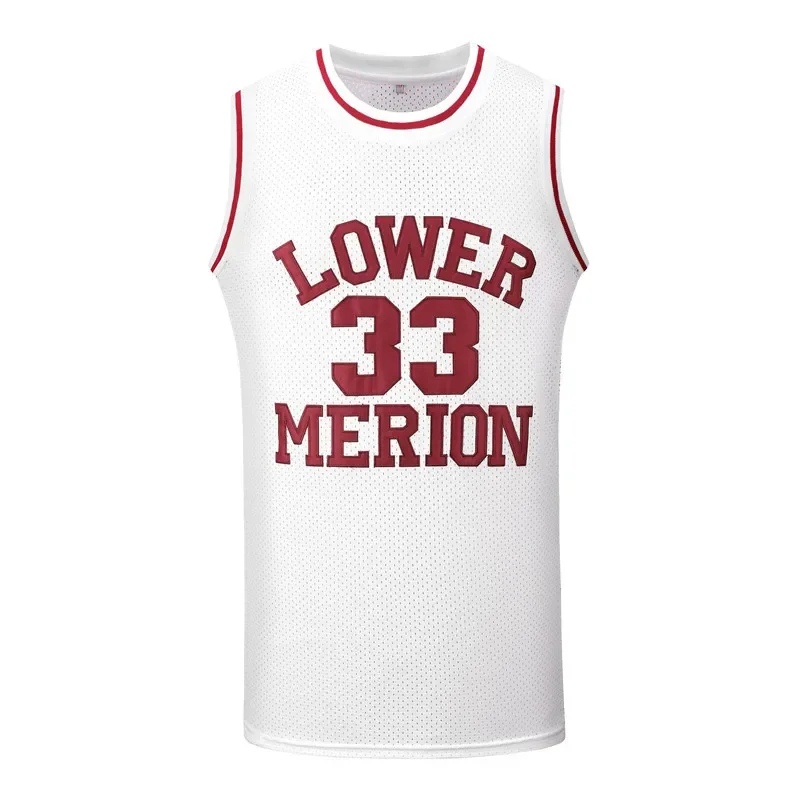 High School Edition Kobe University 33# Embroidered Basketball Jersey Red White Retro Basketball Uniforms Sportswear
