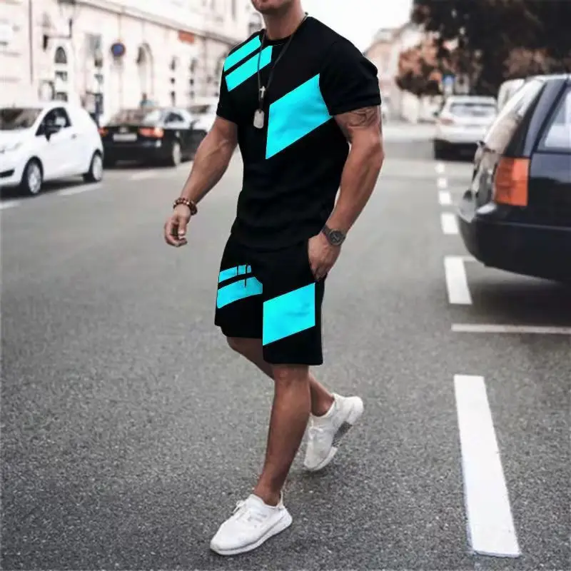 Men Summer Solid Color Tracksuit Fashion T-Shirt Shorts Casual Outfit Set Male Sports Jogging Suit Oversized Clothing Streetwear