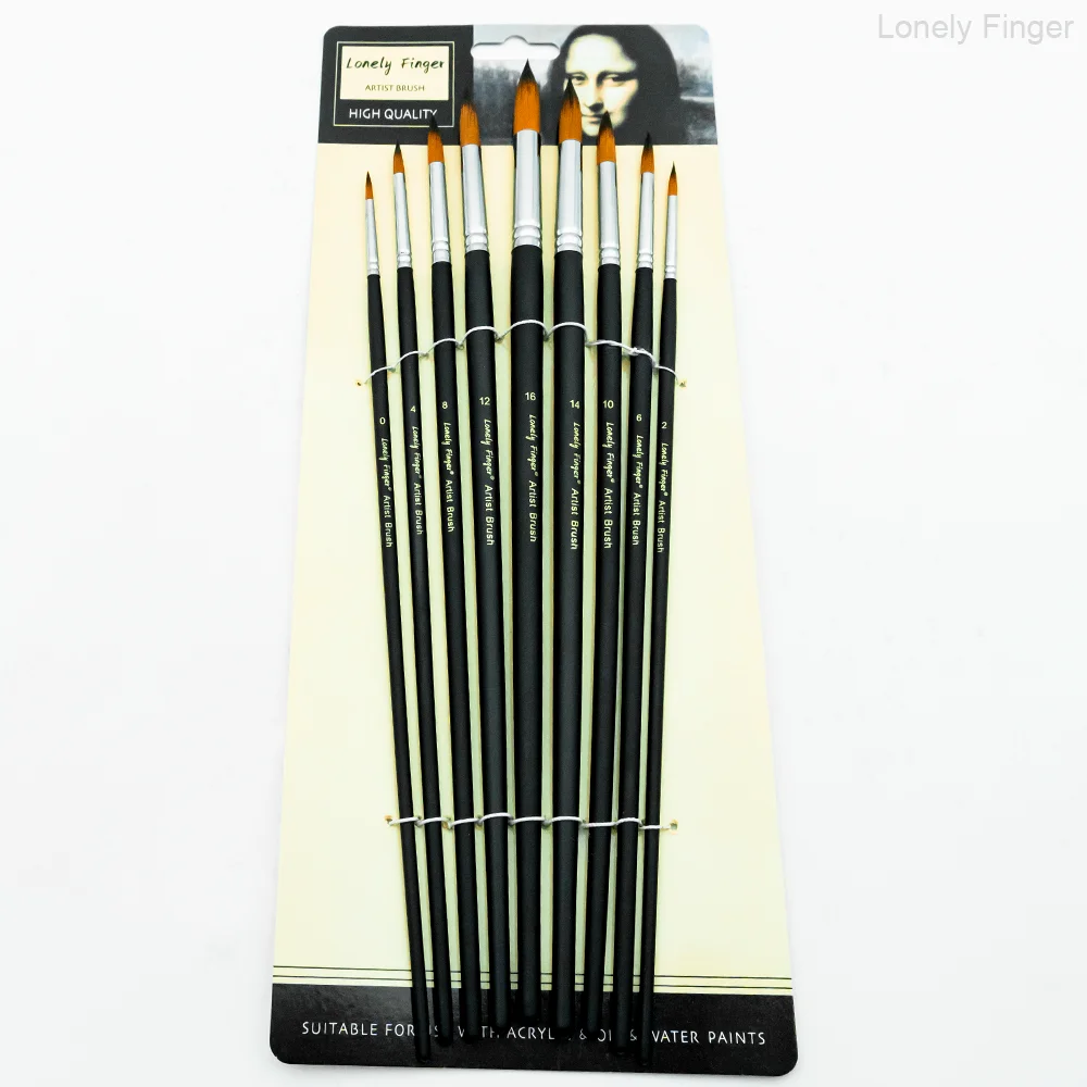 Professional 13-Piece Watercolor Paintbrush Set with Long Wooden Handles and Soft Nylon Bristles