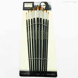 Professional 13 - Piece Watercolor Paintbrush Set with Long Wooden Handles and Soft Nylon Bristles (9pcs Black Round)