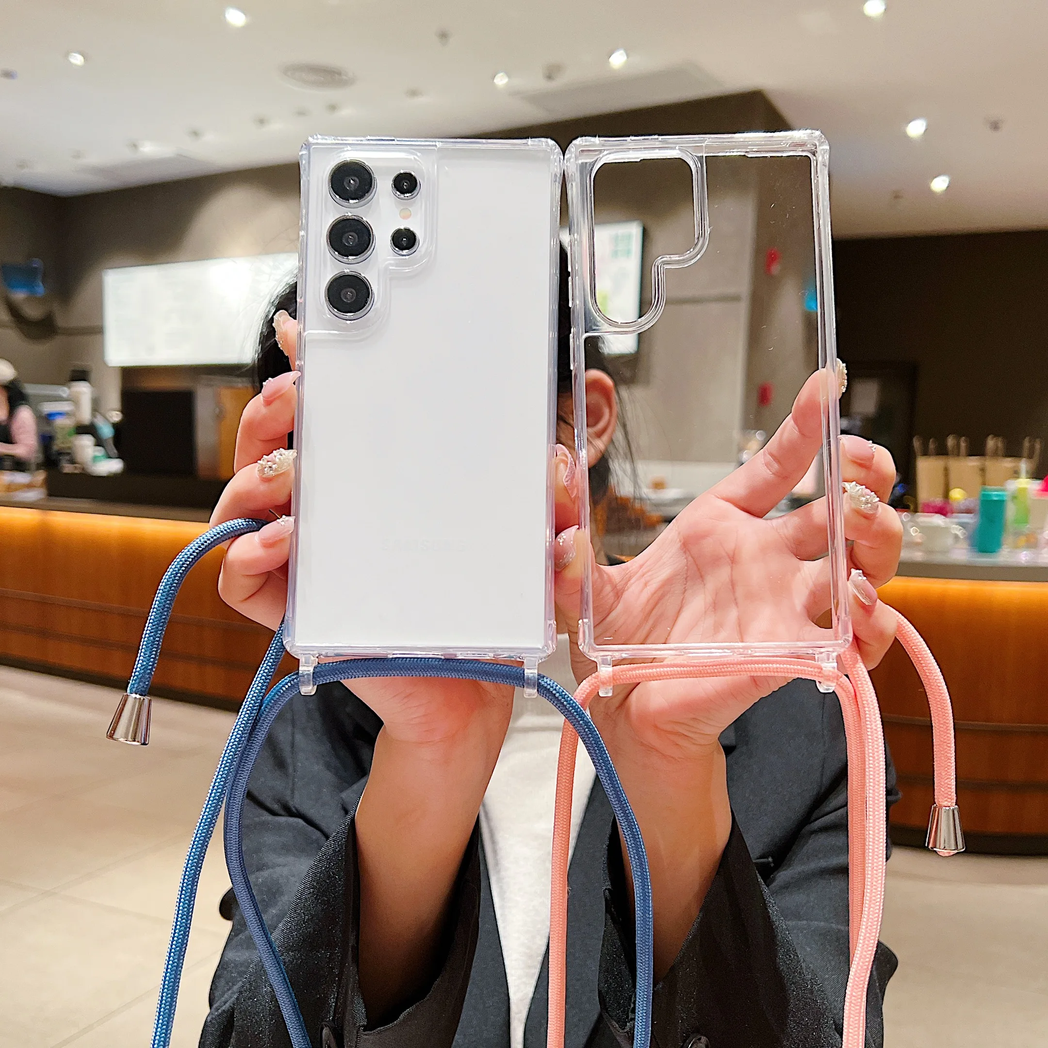 Versatile Crossbody Necklace Clear Phone Case with Lanyard Cord