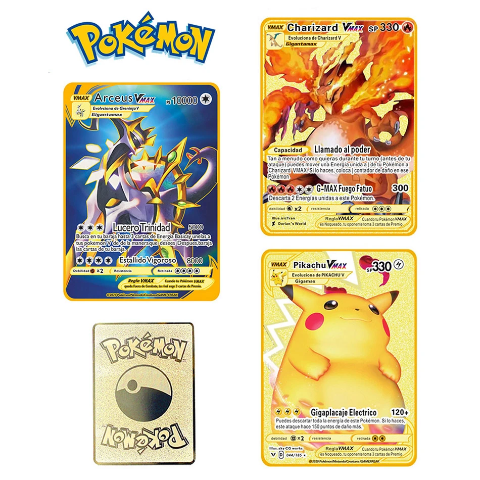 Anime Pokemon Metal Cards Charizard Eevee Mewtwo Pikachu Gold Vmax Gx Ex  Speelgoed Collection Children's Gifts Pokemoncards Toy - Game Collection  Cards - AliExpress