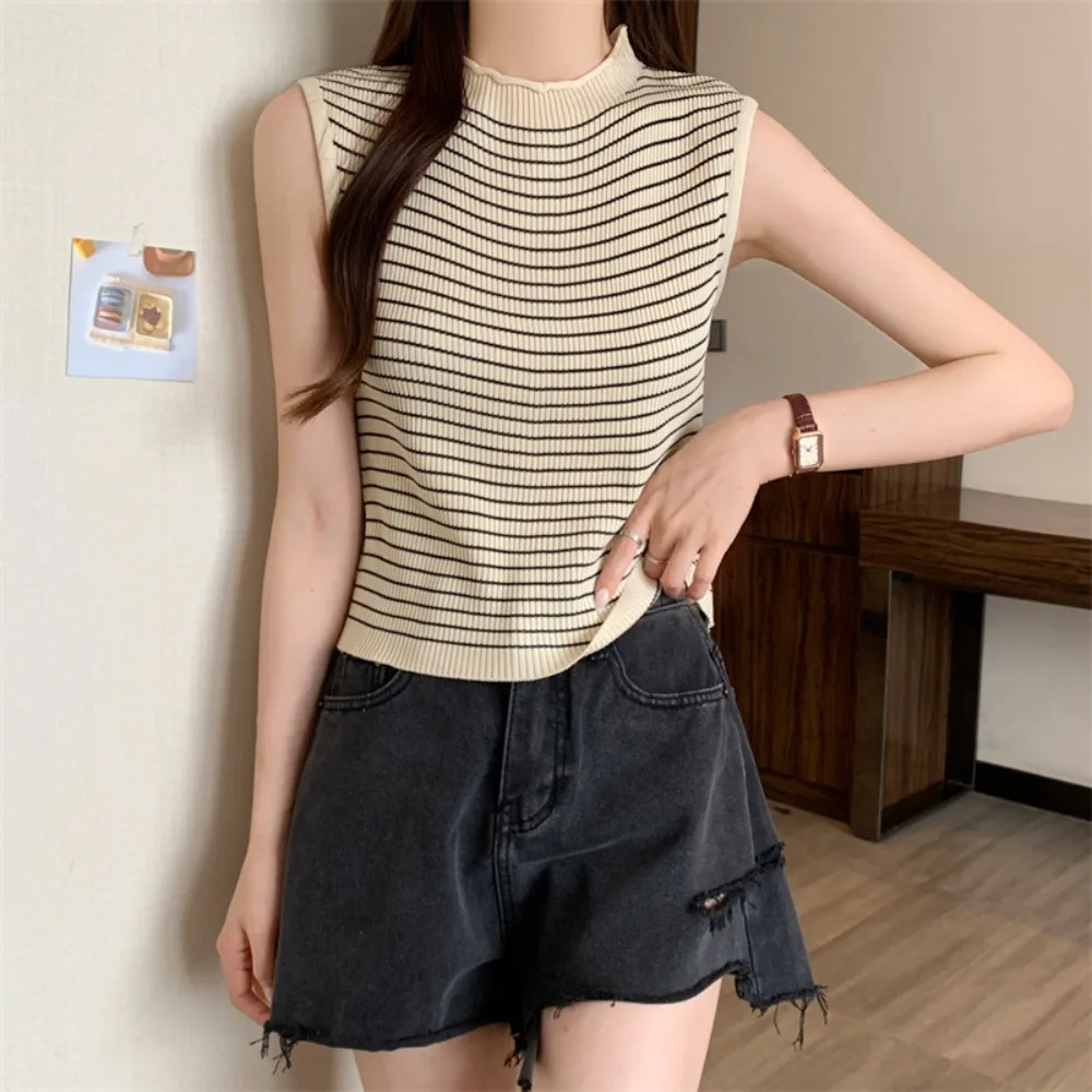 Description Picture 4 of itemSummer Striped Knitted Vest Fashion Sweet Sexy Tank Top Spice Girls Casual Short Top Women