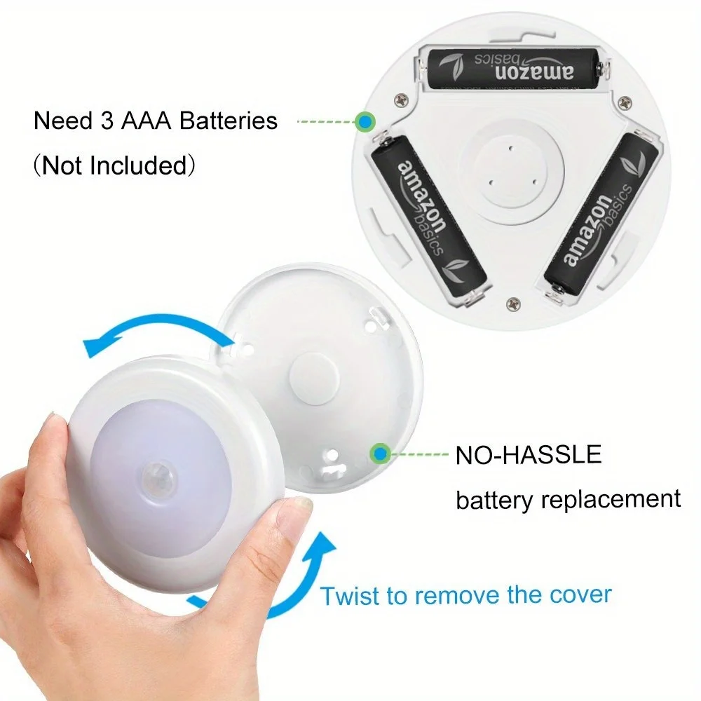 4-Piece Motion Sensor LED Night Light, Wireless Battery Powered Stick-On Magnet Cabinet Light, Stair, Cabinet Security Light