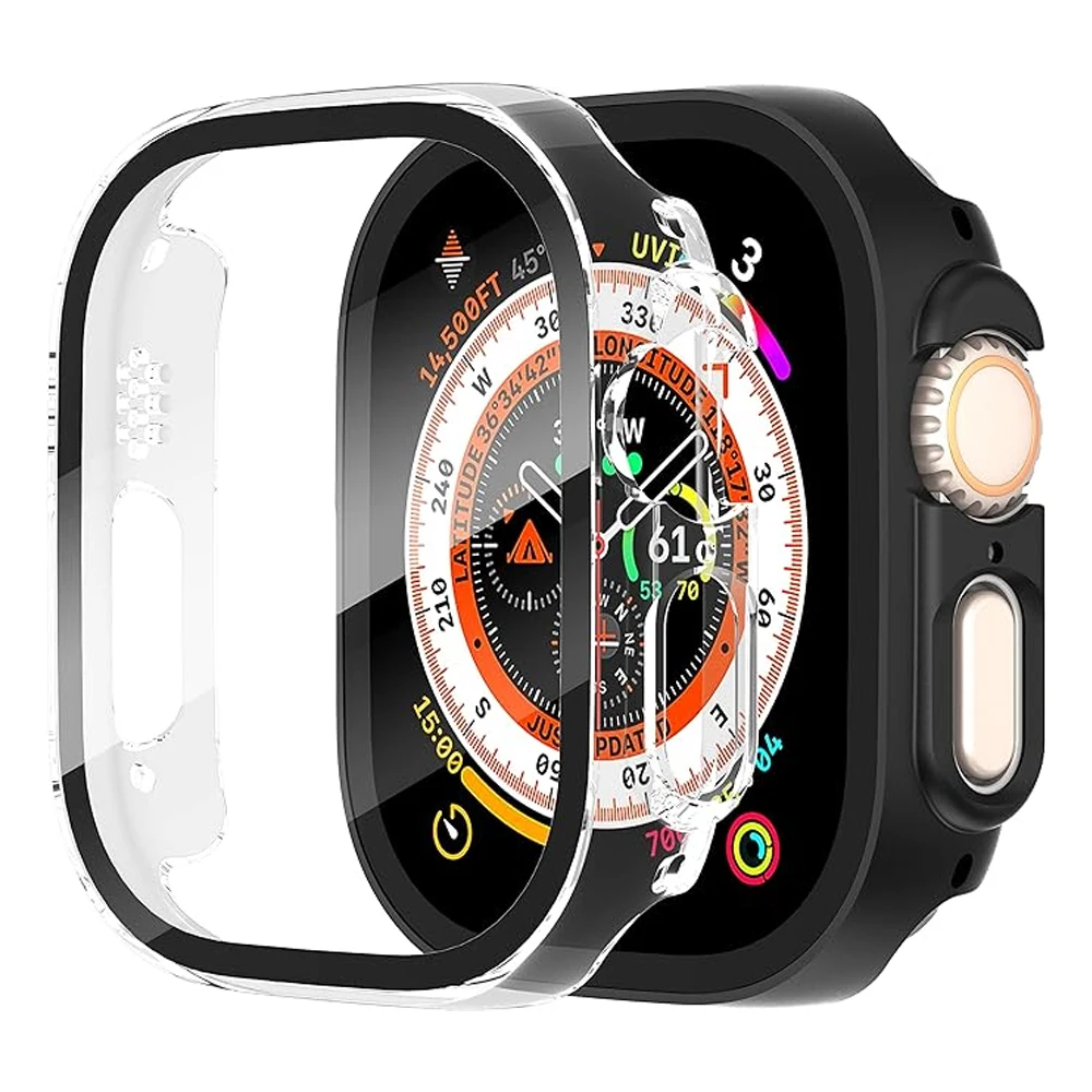 

Чехол для Apple Watch Ultra 2 чехол 49 мм, аксессуары для ПК, ударопрочный бампер + закаленное стекло, защита экрана серии iwatch Ultra 2 1