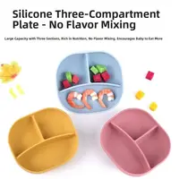 Cartoon Bear Baby Weaning Dishes BPA-Free Portable Toddler Feeding Tableware with Lid Easy Clean Baby Silicone Sucker Plate