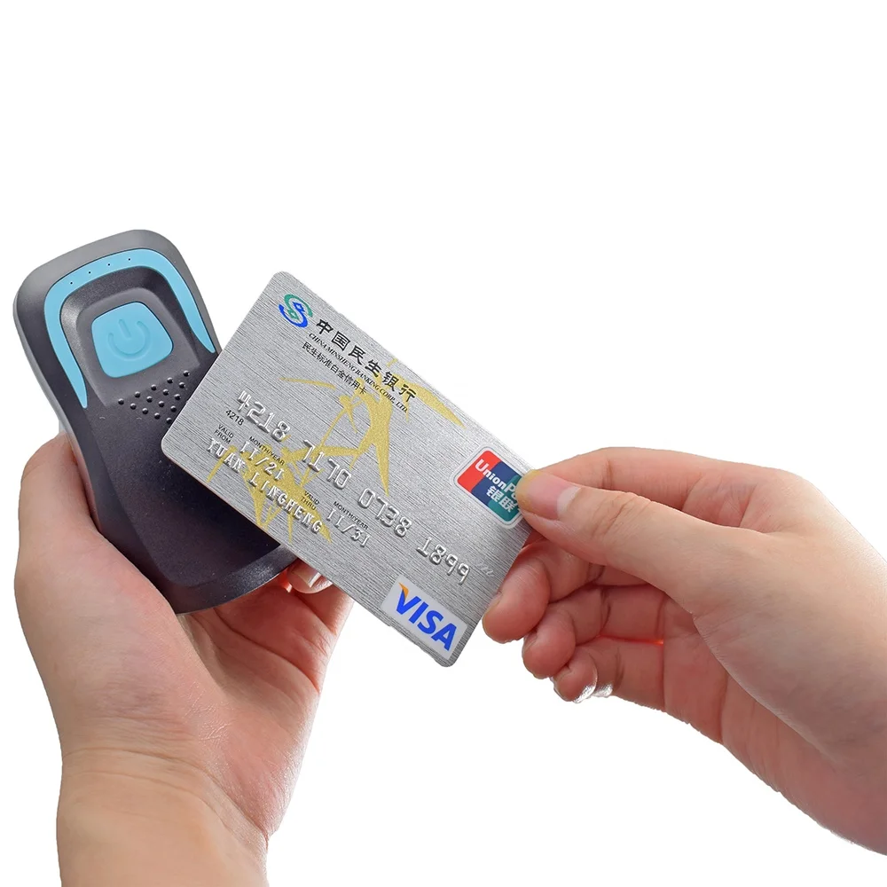 포켓 미니 무선 바코드 스캐너, 125kHz NFC 카드 리더기 포함