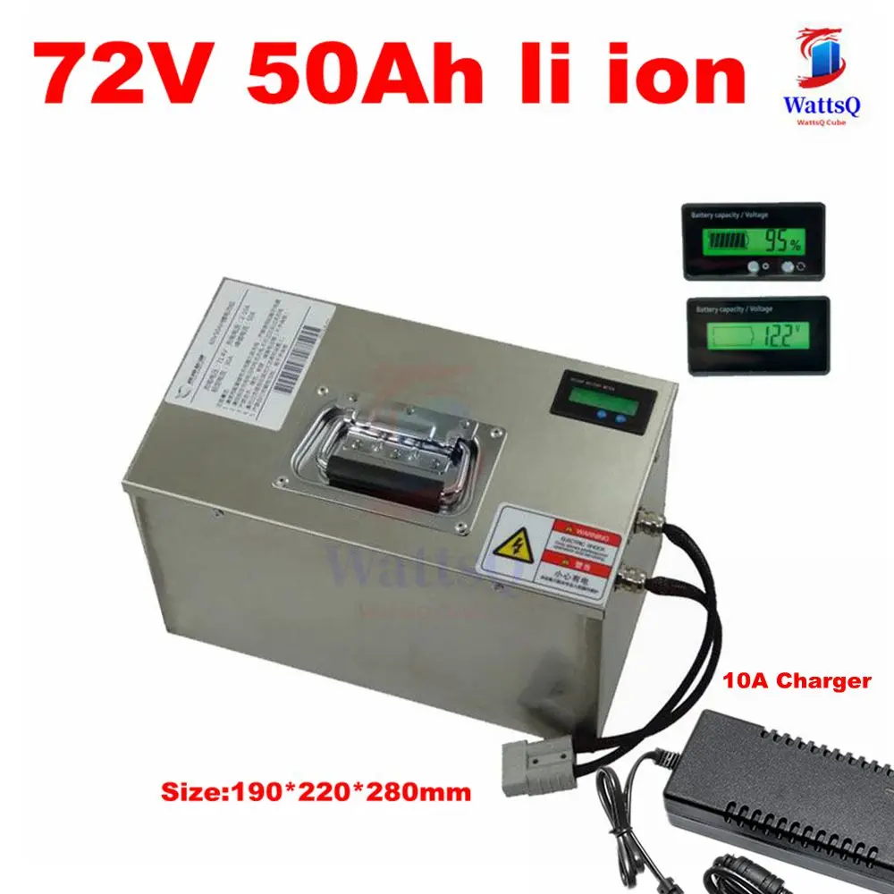 

72V 50Ah lithium ion battery pack li ion rechargeable battery BMS for 5000W scooter ebike Motorcycle Van AGV +10A charger