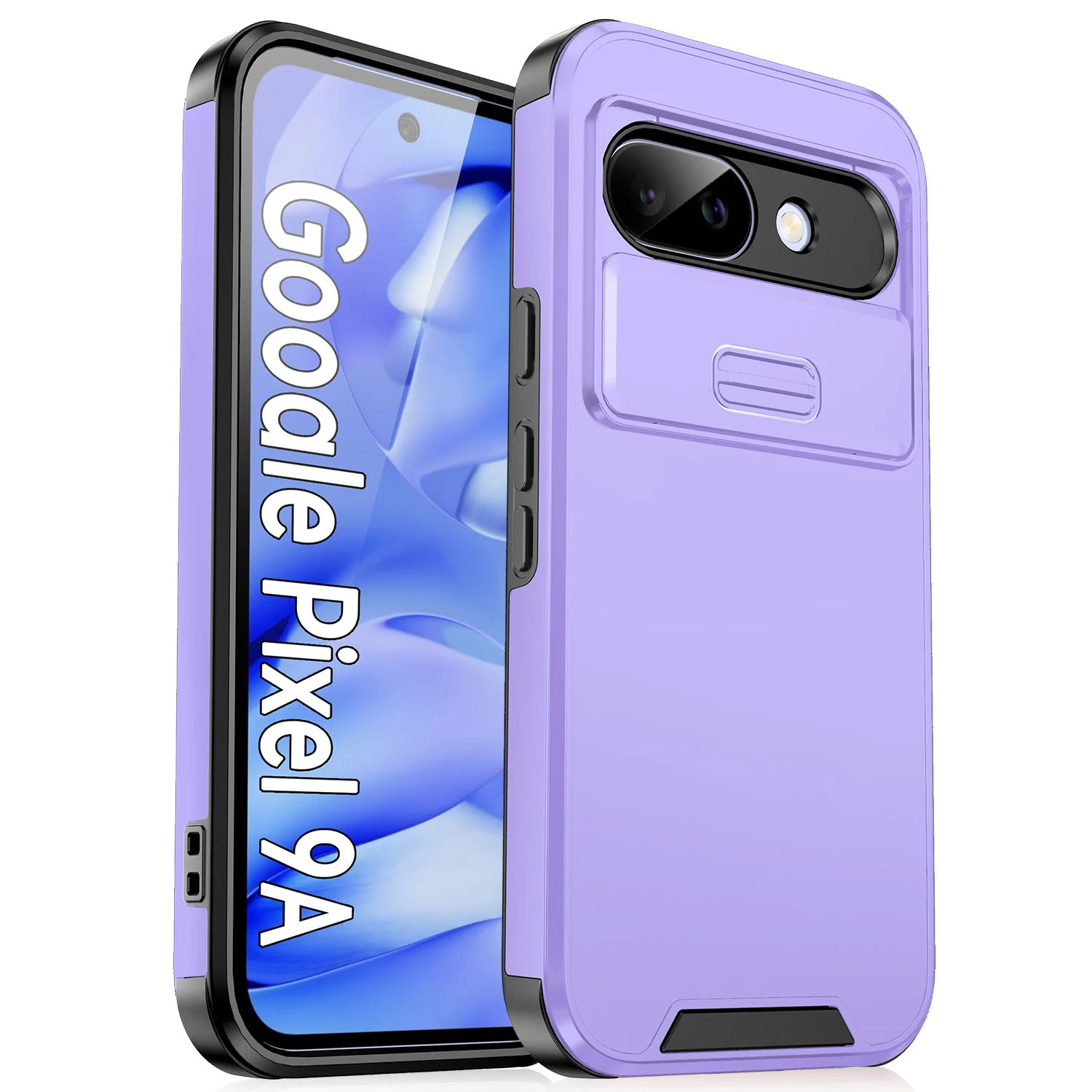 Shockproof Hybrid Dual Layer Defender Cover with Slide Camera Protection - Rugged PC+TPU