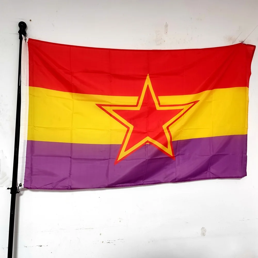 Spanische Flagge, republikanische Flagge, 91 x 152 cm, 91 x 152 cm, spanisches patriotisches kommunistisches historisches Banner, strapazierfähiges Polyester für Wanddekoration im Freien – Detail 1