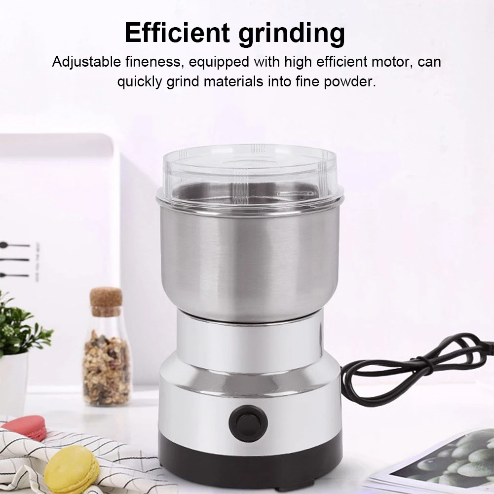 Spice Pepper Grinder 4-Blade Spice Blender Stainless Steel Dry Grain Mill Portable Herb Grinders Maker for Rice Beans Seasonings