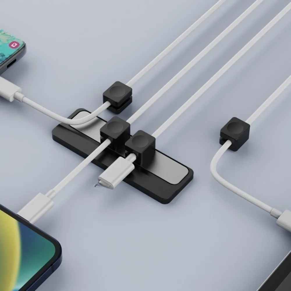 

Magnet Cable Winder Adhesive Silicone USB Cable Fixer Organizer Solid Color Cable Holder Line Charger Clip for Desk Office