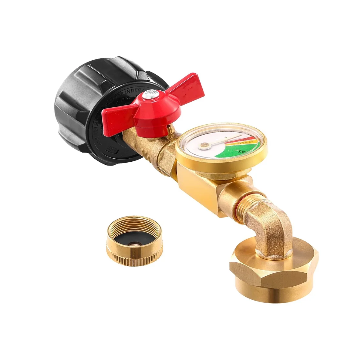 

QCC1 Propane Refill Elbow Adapter with Propane Tank Gauge, 90 Degrees Propane Refill Adapter with ON-Off Control Valve