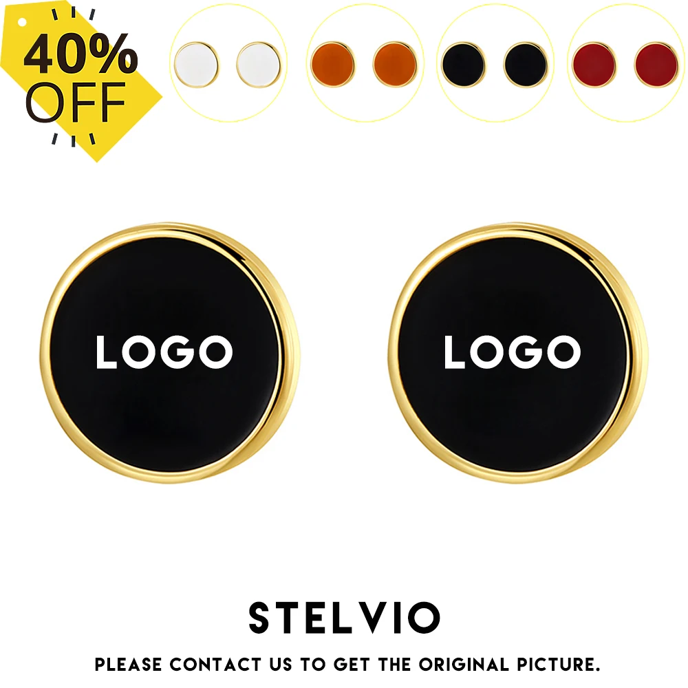 

High-end Fashion Round S925 Silver Pin Stud Earrings for Women Jewelry Black Red White Orange 4 Color Ear Accessories with logo