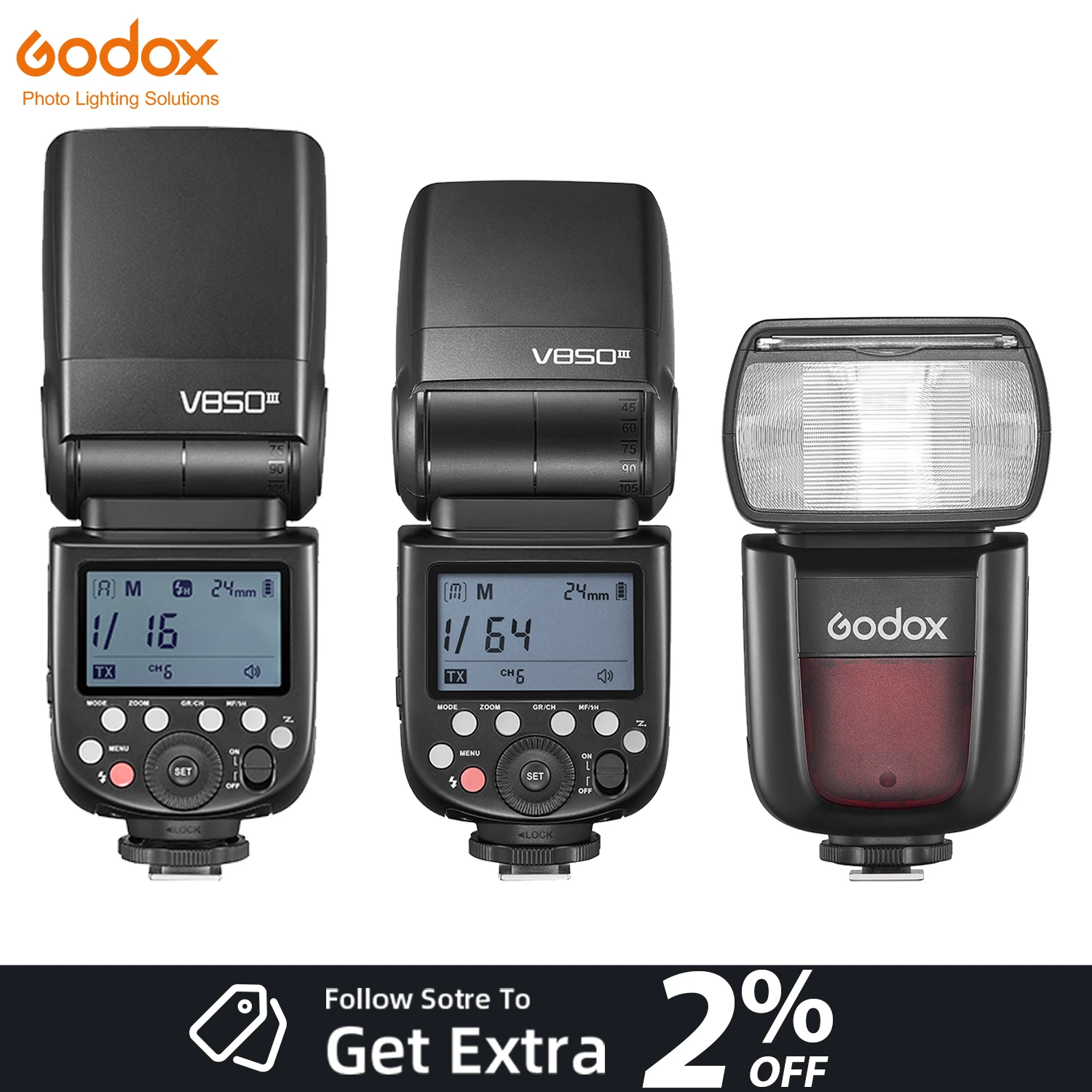 고독스 V850III 76W 2.4G GN60 무선 X 시스템 리튬이온 배터리 카메라 스피드라이트 플래시 (캐논, 니콘, , 펜탁스, 올림푸스용)