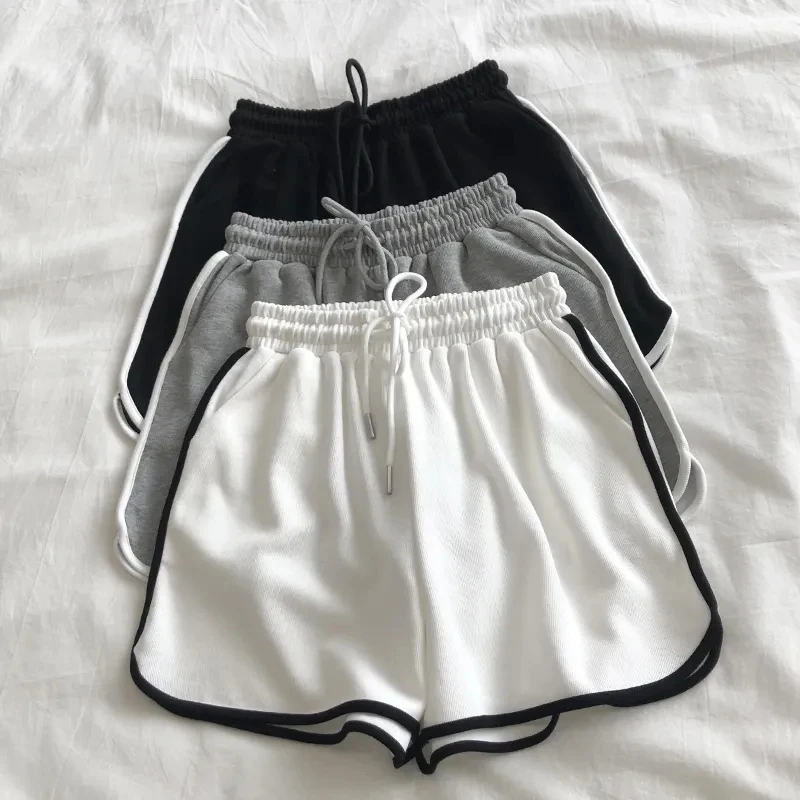 Shorts femme rayés casual style coréen Harajuku - Coupe loose sportive - Shorts mini été polyvalents