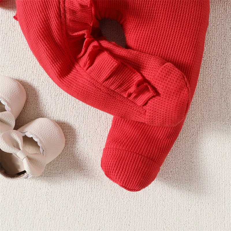 Pudcoco Infant Newborn Baby Girls Outfit Long Sleeve Crew Neck Frills Zipped Footies Jumpsuit and Headband Fall Clothes 0-12M baby clothes baby sleepsuit