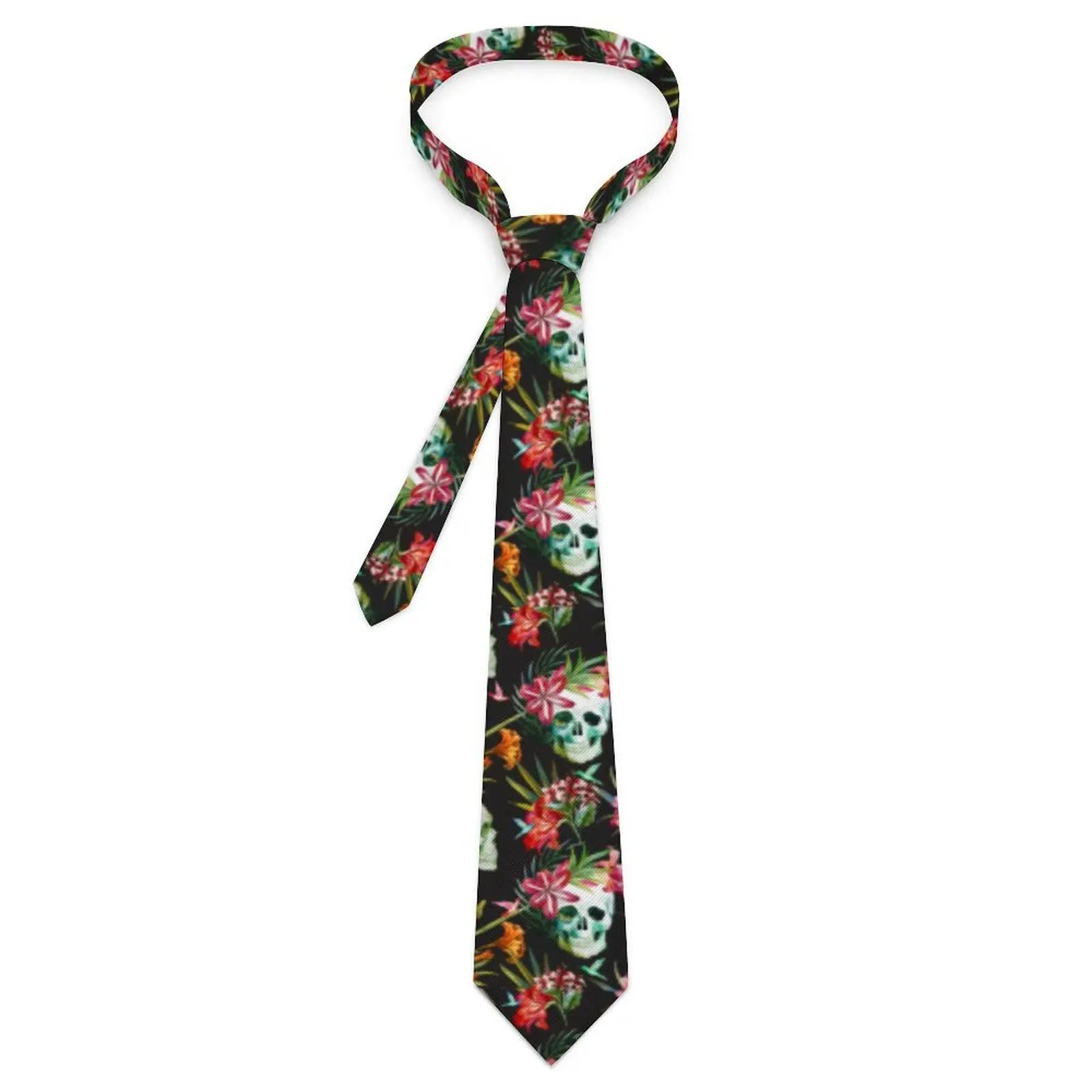 

Men's Tie Floral Skull Print Neck Ties Halloween Spooky Scary Skulls Retro Trendy Collar Tie Design Wedding Necktie Accessories
