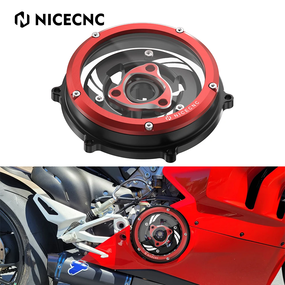 

Прозрачная крышка сцепления двигателя для мотоцикла Ducati Panigale V4S V4 2018-2024, пружинный фиксатор, комплект пластин высокого давления из алюминия с ЧПУ