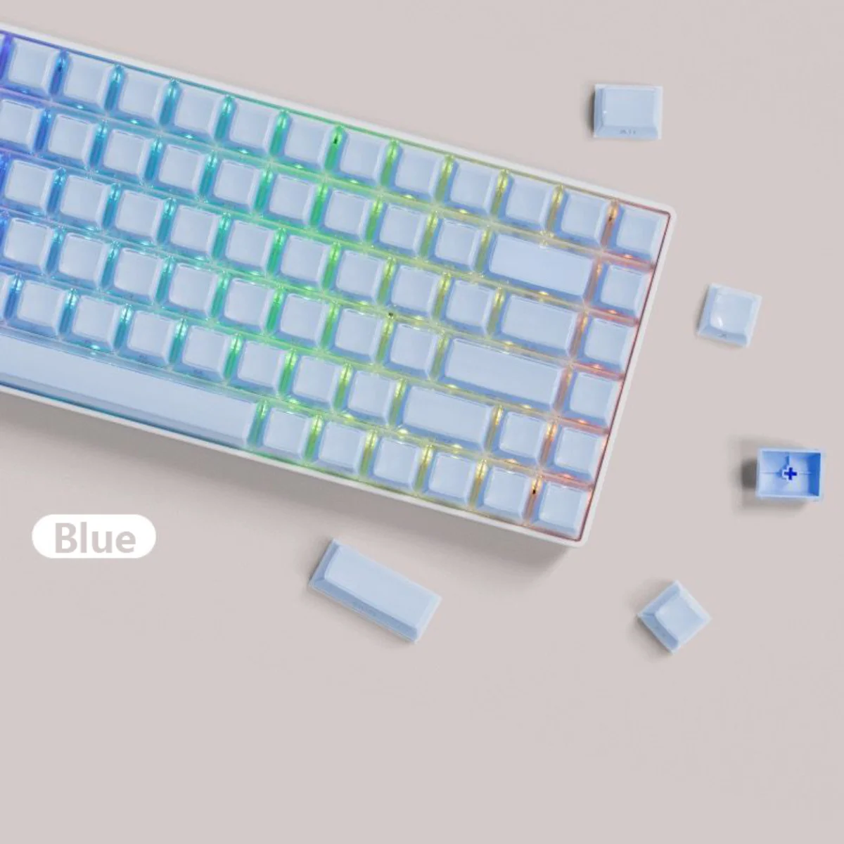 Lado de Cristal Gravado Keycaps Dois Tons Injeção Moldada Rosa Geléia Apto para 60 68 75 87 98 108 Teclado Mecânico 113 Teclas - Imagem 4